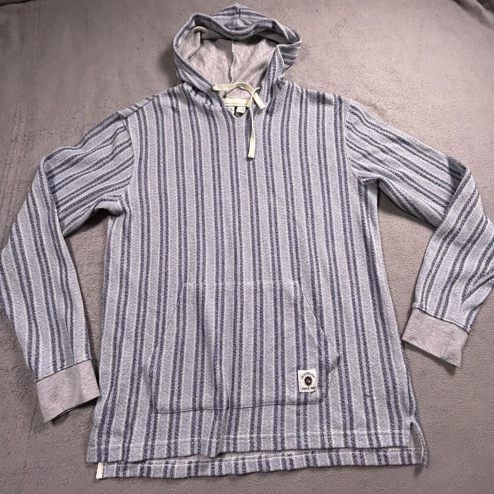 Quiksilver Hoodie Sweater Mens XL Blue Striped Baja Style Surf Skate Knit
